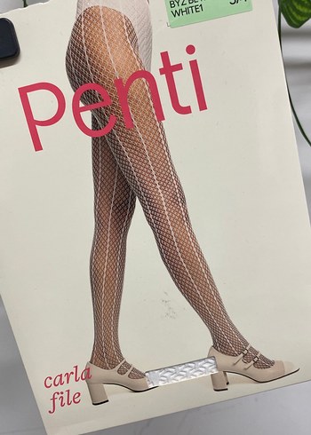 Penti Carla File Desenli  Çorap Beyaz - Görsel 2