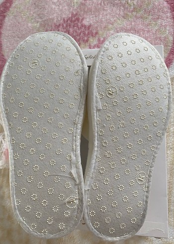 Leylek Beyaz Dantelli Pembe Çiçekli Lohusa Terliği - Görsel 6