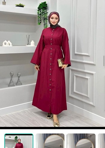 Diğer Bordo Uzun Kollu Tesettur Elbise