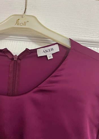 Uzun Kollu Mor Fırfırlı Kadın Elbise - Görsel 4