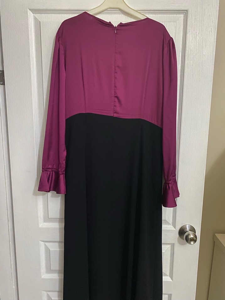 Uzun Kollu Mor Fırfırlı Kadın Elbise - Görsel 3