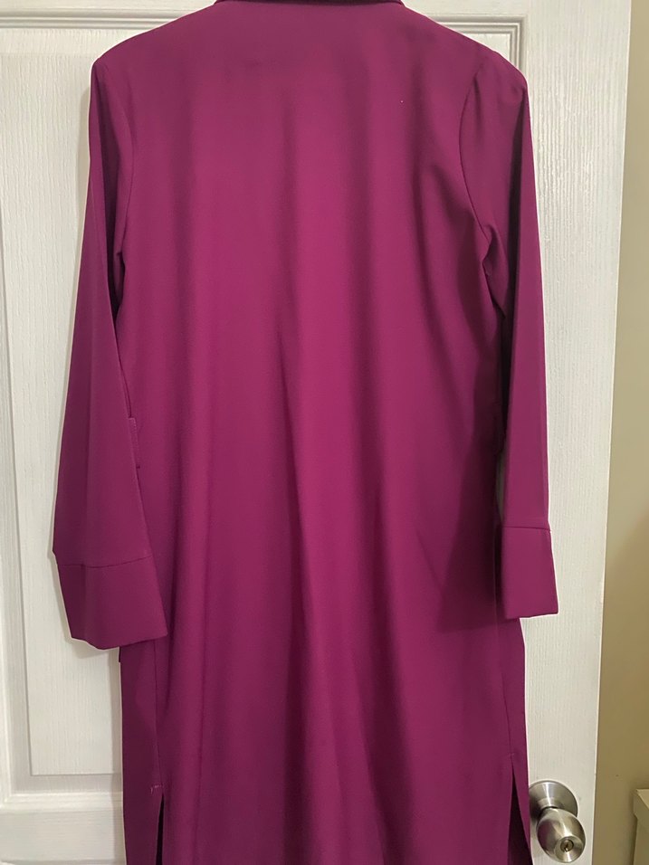 Mor Nakışlı Uzun Kadın Ceketi - Görsel 2