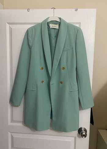 Yeşil Saten Kadın Blazer Takım - Görsel 2