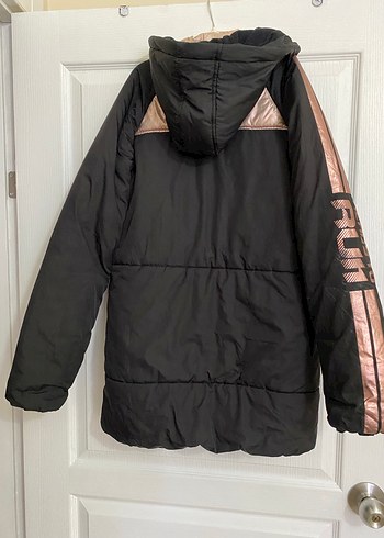 Fermuarlı Siyah Kız çocuk Uzun Kış Ceketi - Görsel 2