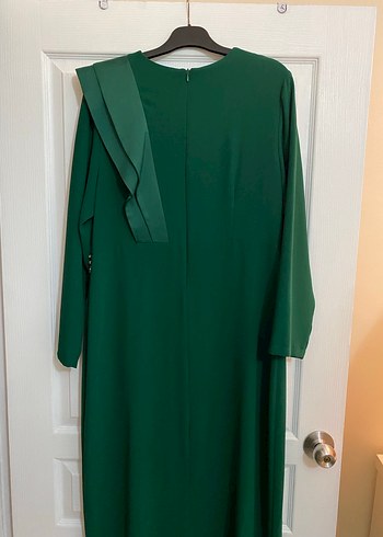 Yeşil Drapeli Uzun Kollu Abiye Elbise - Görsel 2