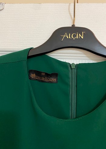 Yeşil Drapeli Uzun Kollu Abiye Elbise - Görsel 4