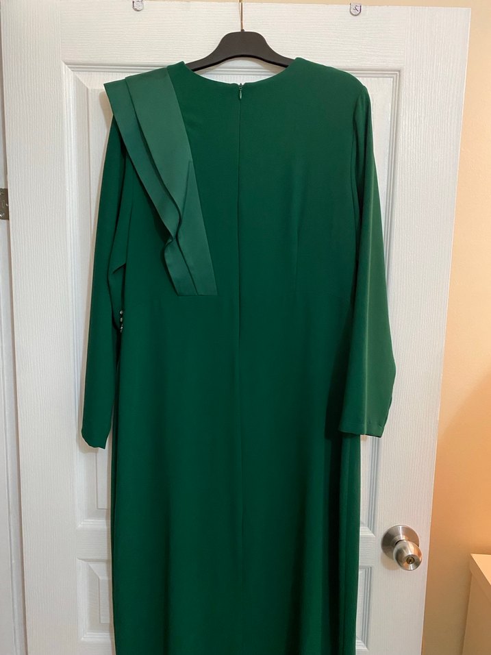 Yeşil Drapeli Uzun Kollu Abiye Elbise - Görsel 2