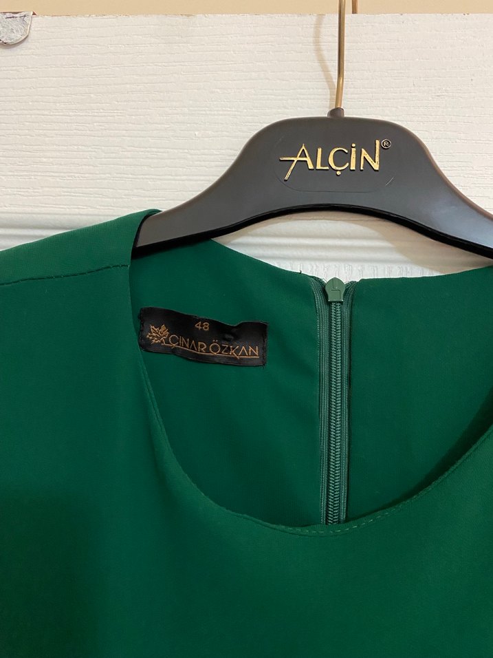 Yeşil Drapeli Uzun Kollu Abiye Elbise - Görsel 4