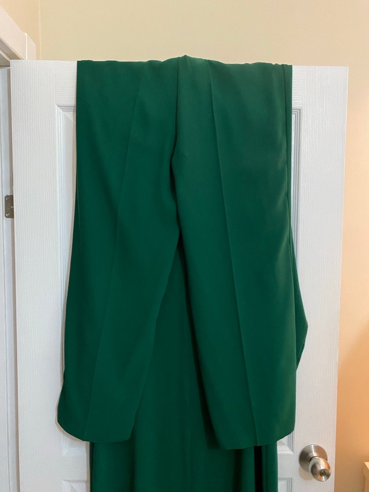 Yeşil Drapeli Uzun Kollu Abiye Elbise - Görsel 3