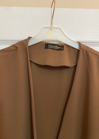 Kahverengi Nakışlı Uzun Kadın abiye tunik - Görsel 3