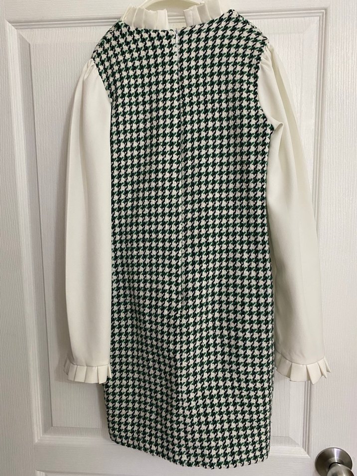 Uzun Kollu Pötikareli Kız Elbisesi - Görsel 2