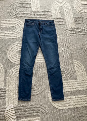 Topshop Koyu Mavi Dar Kesim Denim Jean