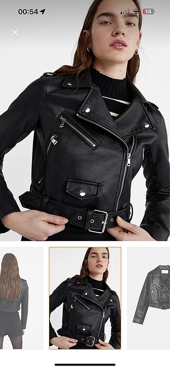 l Beden siyah Renk Stradivarius deri ceket