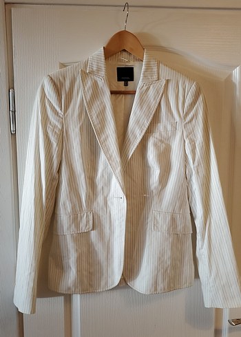 ipekyol Ekru Cizgili Klasik Blazer Ceket