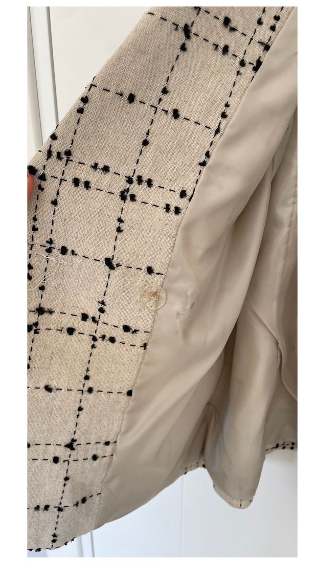 Bej Siyah Ekose Çift Sıralı Blazer Ceket — görsel 4/7