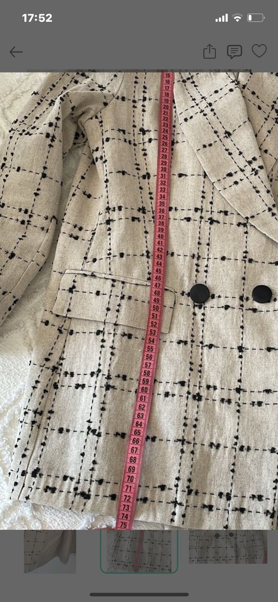 Bej Siyah Ekose Çift Sıralı Blazer Ceket — görsel 5/7