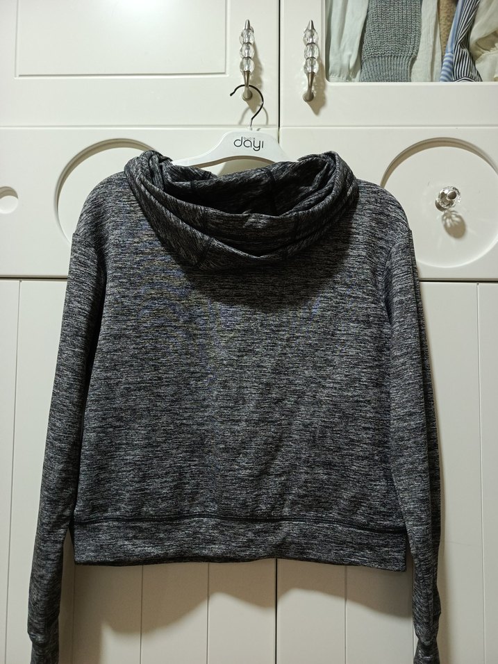 Gri Melanj Kapüşonlu Spor Sweatshirt — görsel 2/5