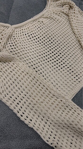 Taş Ajurlu Crop Triko - Görsel 4