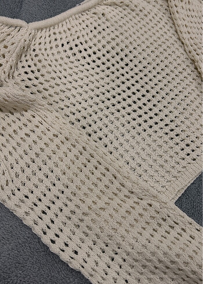 Taş Ajurlu Crop Triko - Görsel 4