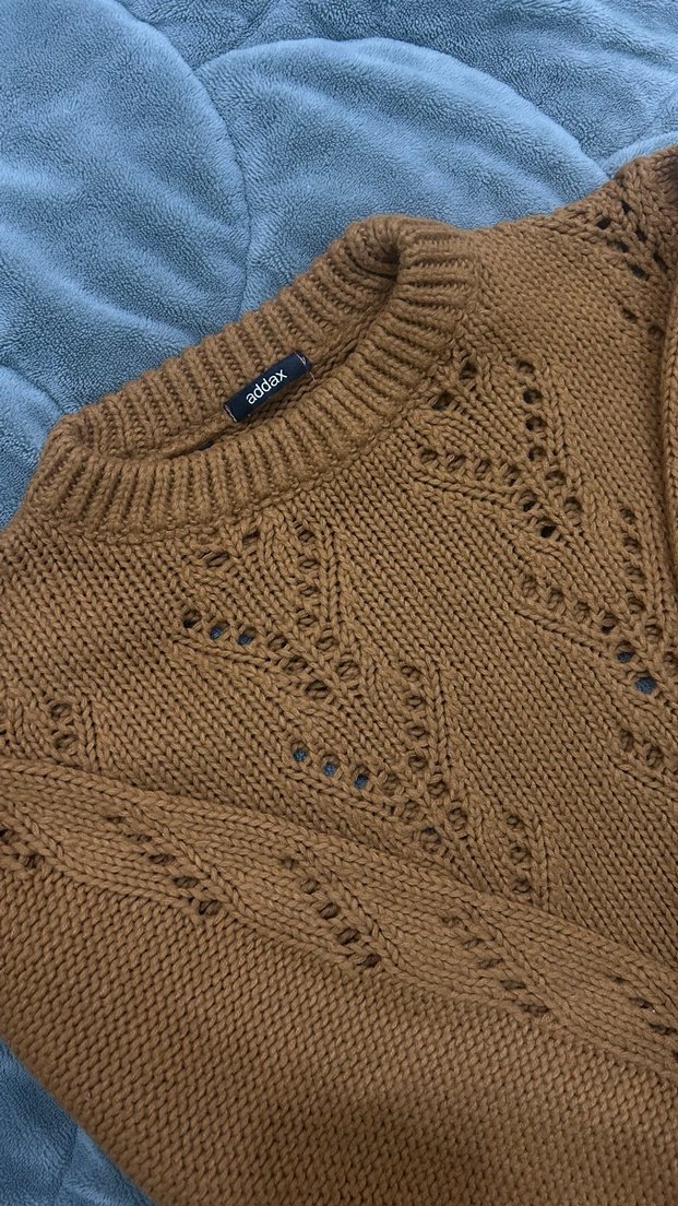 Kahverengi Örgü Kadın Kazak - Görsel 2