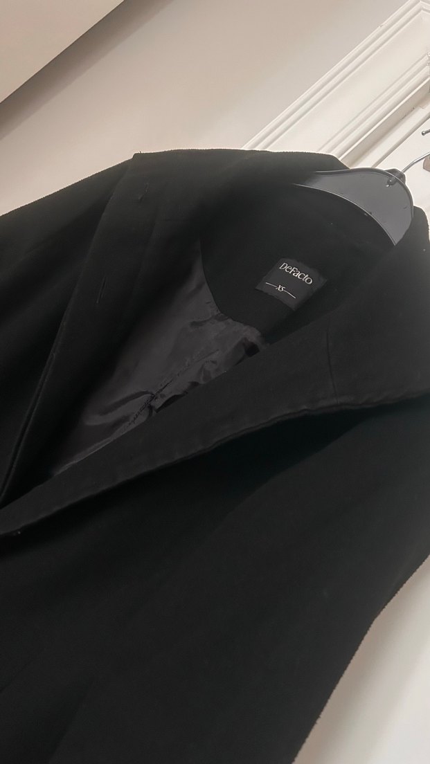 DeFacto Siyah Düğmeli Kadın Kaban - Görsel 4