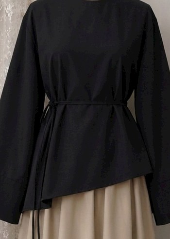 Diğer Siyah Asimetrik Peplum Bluz