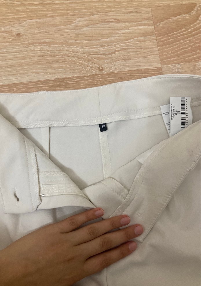 Ekru Yüksek Bel Düz Paça Pantolon — görsel 3/6