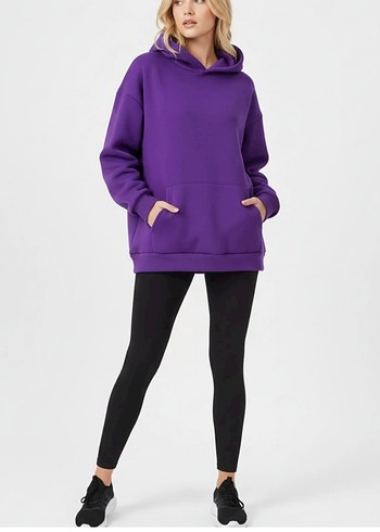 Defacto Mor Oversize Kapusonlu Sweatshirt