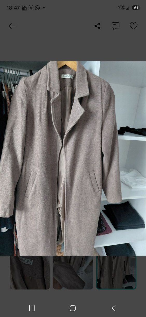 Bej Melanj Yün Karışımı Klasik Blazer — görsel 3/4