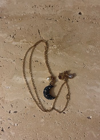 swarovski Altin Ay Ve İnci Detayli Bohem Kolye
