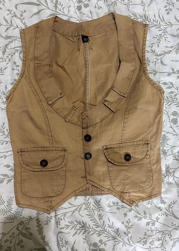 American Vintage Bej Kolsuz Keten Yelek