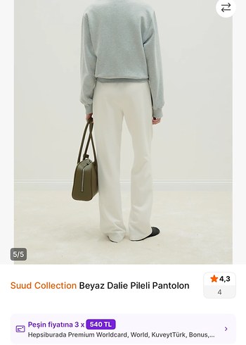 Suud Collection Suud Collection Beyaz Dalie Pileli Pantolon