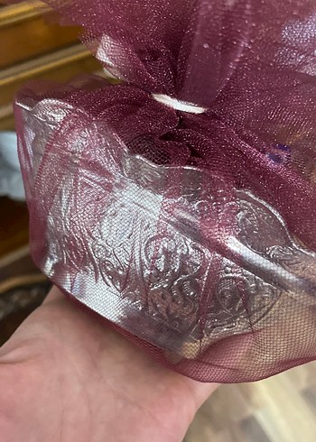 Bordo Nakışlı Geleneksel Tabak Üstü Kapak - Görsel 2