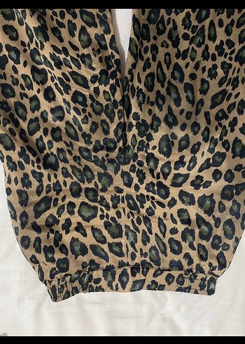 Kahverengi Leopar Desenli Kadın Pantolon