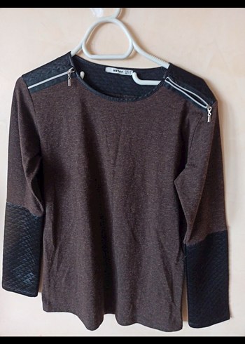 Kadın Kahverengi Fermuarlı Uzun Kollu Triko - Görsel 3