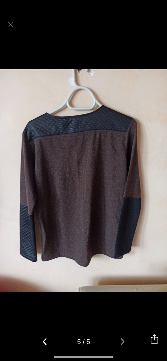 Kadın Kahverengi Fermuarlı Uzun Kollu Triko - Görsel 5