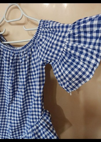 Mavi Kareli Yazlık Elbise - Görsel 2