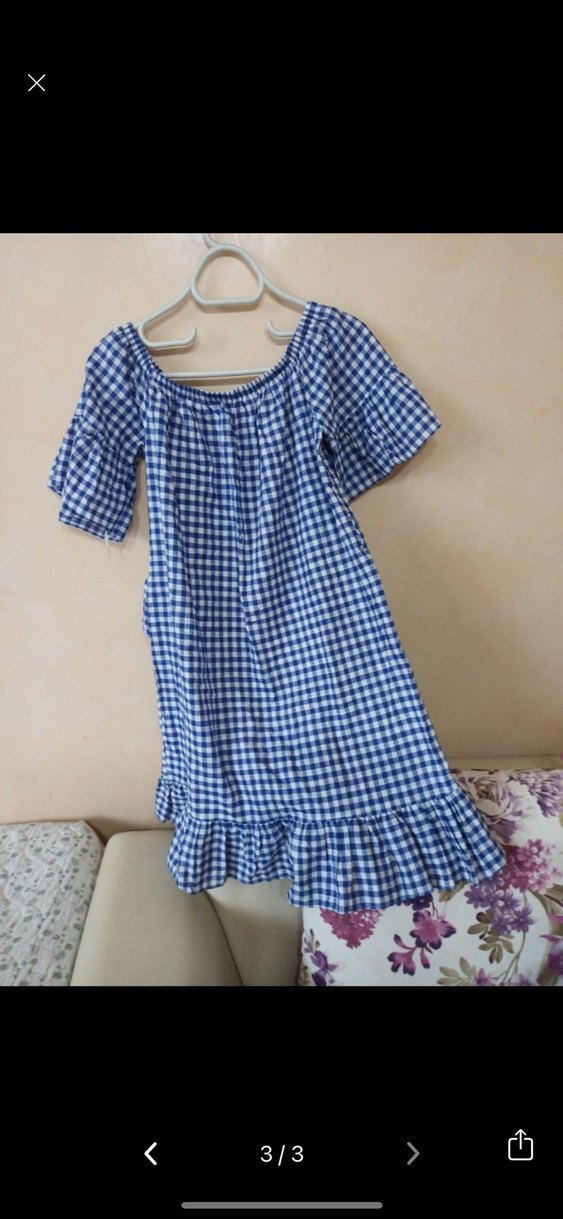 Mavi Kareli Yazlık Elbise - Görsel 3