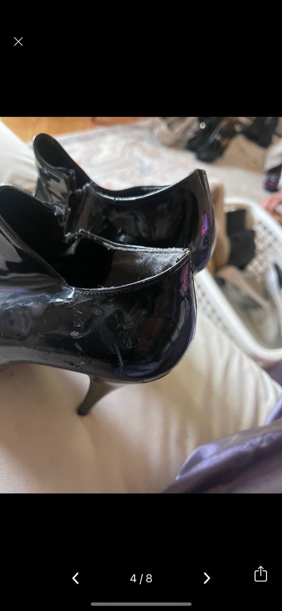 Siyah Parlak Rugan Stiletto Topuklu Bot - Görsel 4