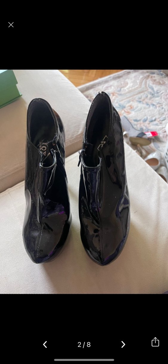 Siyah Parlak Rugan Stiletto Topuklu Bot - Görsel 2