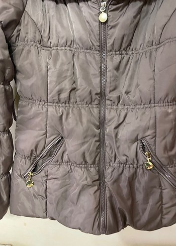 Düğmeli Kahverengi Kadın Kışlık Mont - Görsel 6