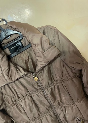 Düğmeli Kahverengi Kadın Kışlık Mont - Görsel 3