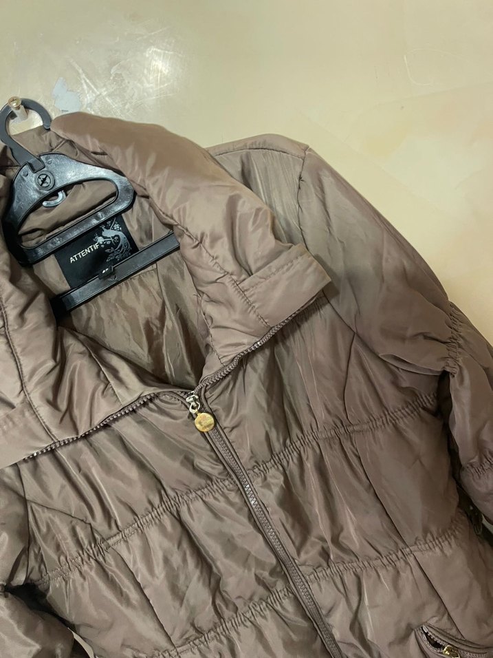 Düğmeli Kahverengi Kadın Kışlık Mont - Görsel 3