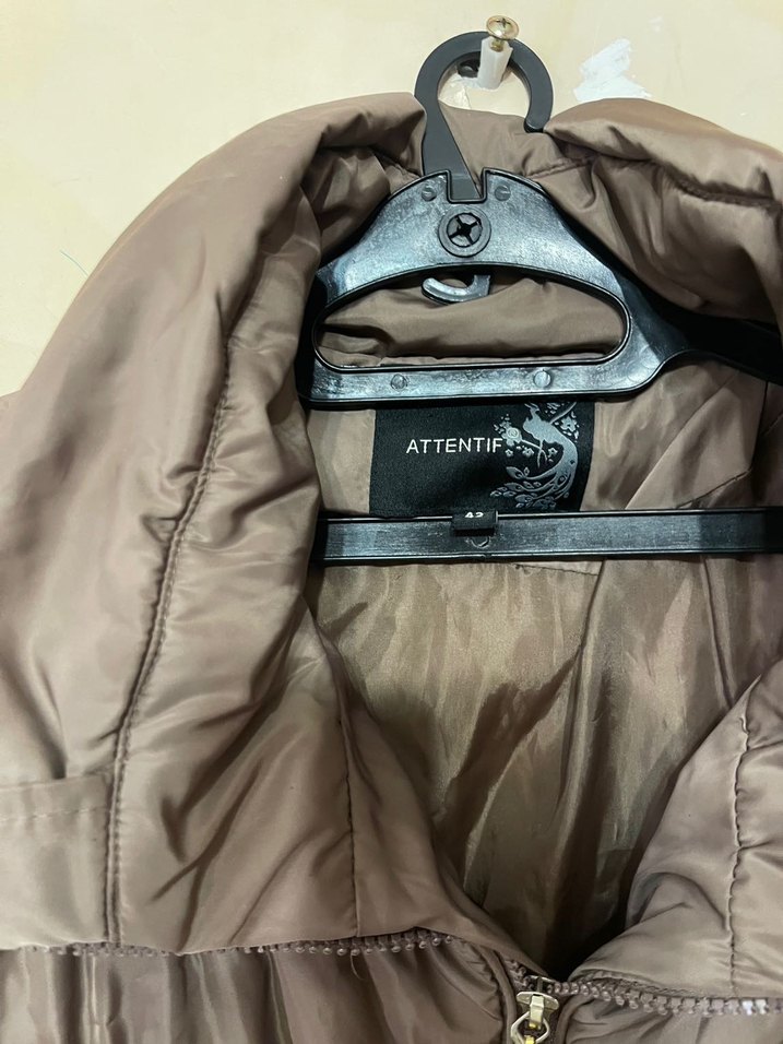 Düğmeli Kahverengi Kadın Kışlık Mont - Görsel 5