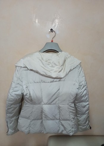 Zara Kadın Beyaz Midi Kışlık Fermuarlı Mont - Görsel 5