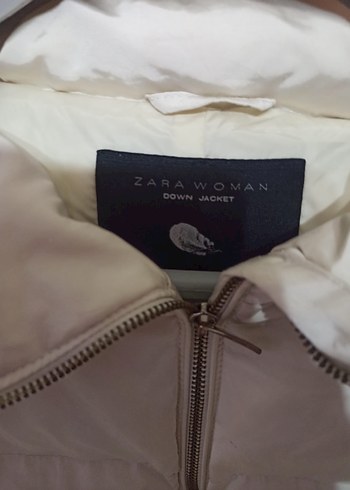 Zara Kadın Beyaz Midi Kışlık Fermuarlı Mont - Görsel 2