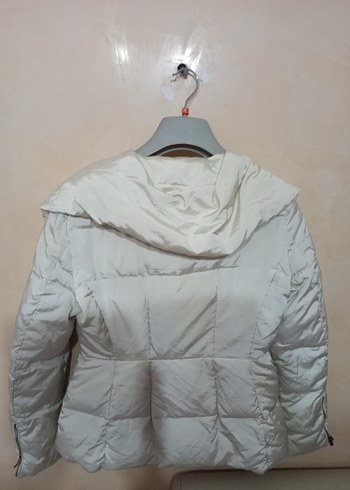 Zara Kadın Beyaz Midi Kışlık Fermuarlı Mont - Görsel 7