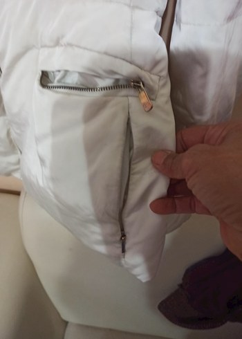 Zara Kadın Beyaz Midi Kışlık Fermuarlı Mont - Görsel 8