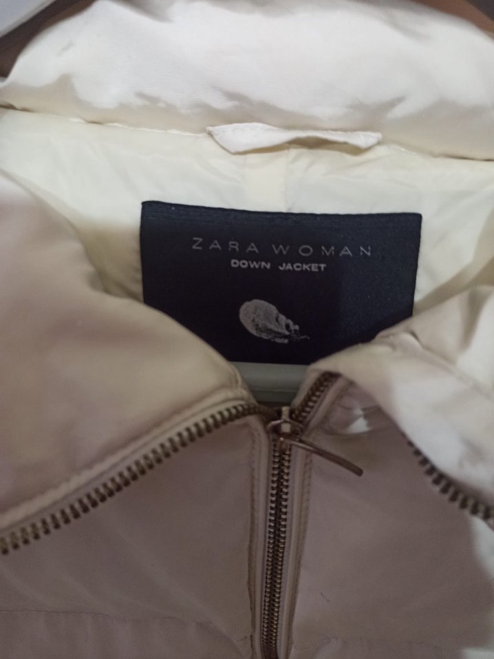 Zara Kadın Beyaz Midi Kışlık Fermuarlı Mont - Görsel 2