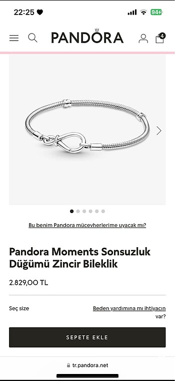 Pandora sonsuzluk düğümü bileklik